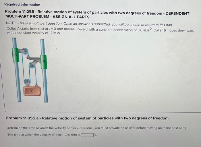 Solved Required Information Problem 11.055 - Relative Motion | Chegg.com