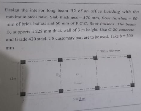 Solved Design the interior long beam B2 ﻿of an office | Chegg.com