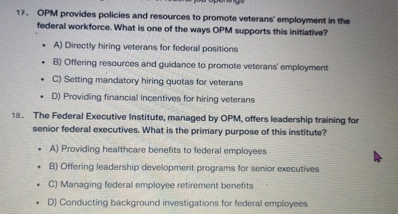 Opm Faqs Solved OPM provides policies and resources to promote | Chegg.com