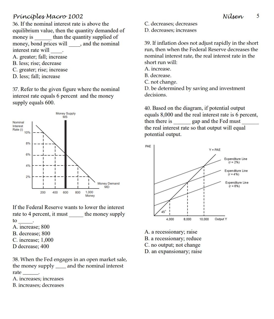 Solved Principles Macro 100236. ﻿If The Nominal Interest | Chegg.com