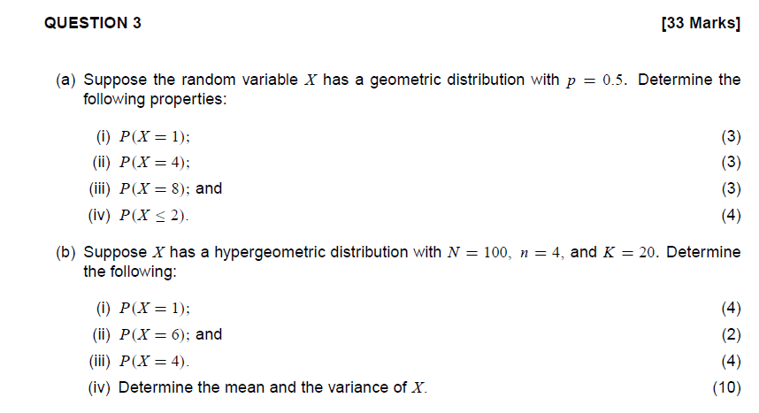 Solved QUESTION 3(a) ﻿Suppose the random variable x ﻿has a | Chegg.com
