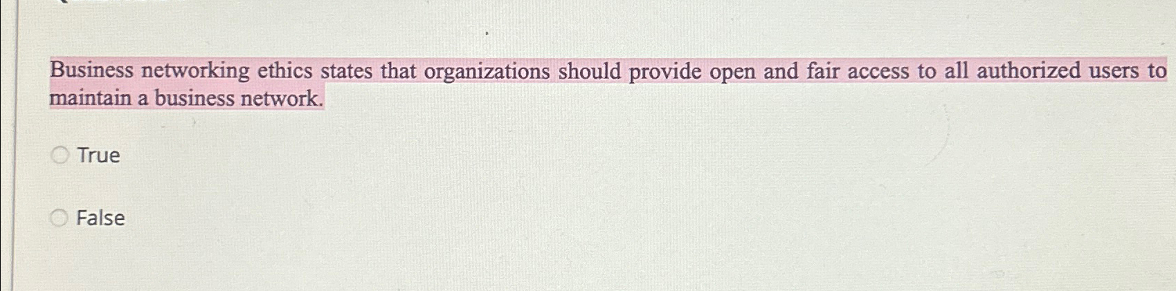 Solved Business networking ethics states that organizations | Chegg.com