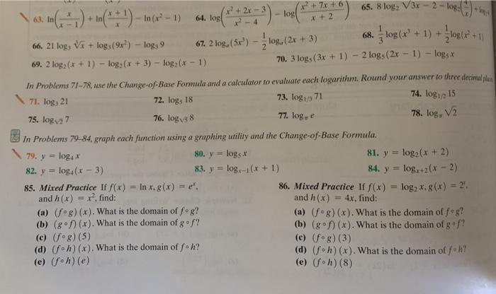 Solved 63 In Log 64 Log In X 1 2 2x 7x 6 Chegg Com