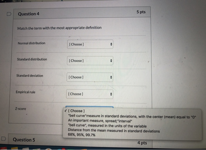 Solved Question 4 5 pts Match the term with the most | Chegg.com