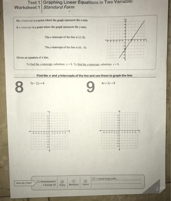 Standard Form of Linear Equations - One and Two Variables