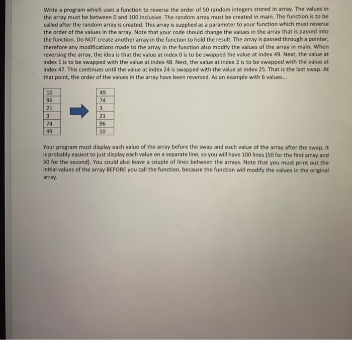Solved Write a program which uses a function to reverse the | Chegg.com