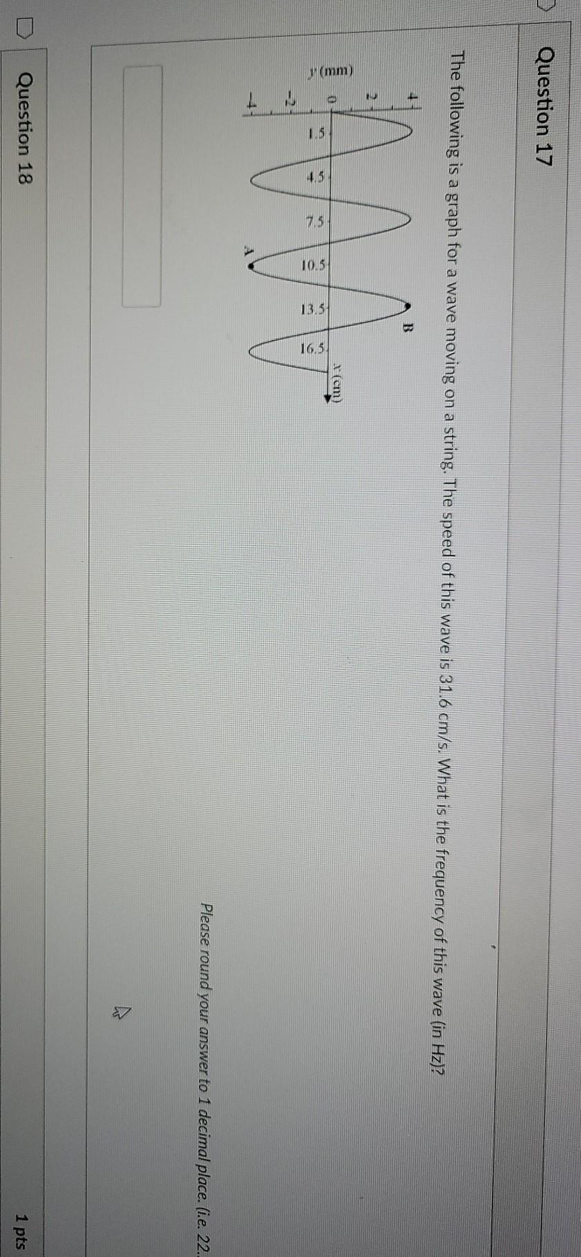 Solved Question 17 The following is a graph for a wave | Chegg.com