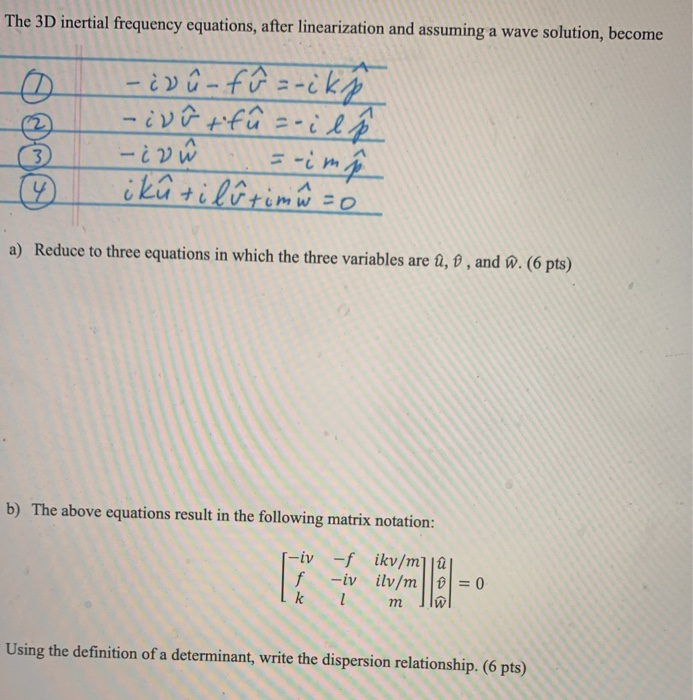 Solved The 3d Inertial Frequency Equations After Lineari Chegg Com