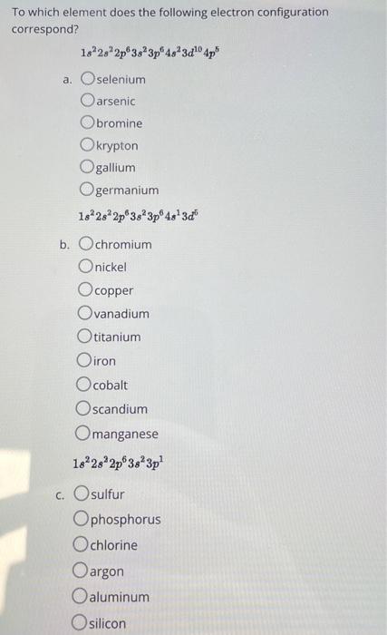 Solved To which element does the following electron | Chegg.com