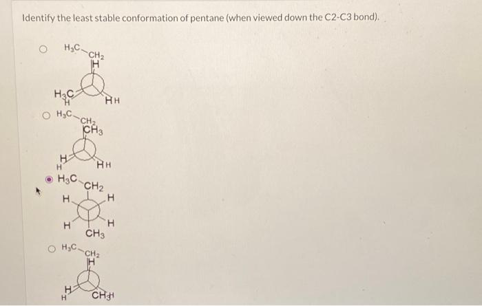 Solved Identify the least stable conformation of pentane | Chegg.com