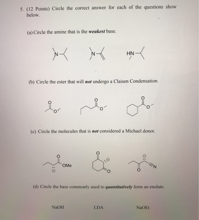 Solved Circle the correct answer for each of thr questions | Chegg.com