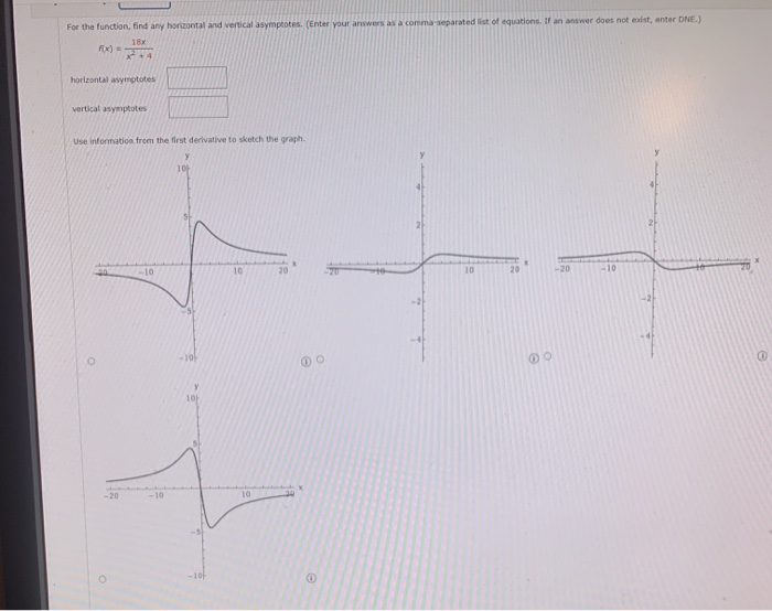 Solved For the function, find any horizontal and vertical | Chegg.com