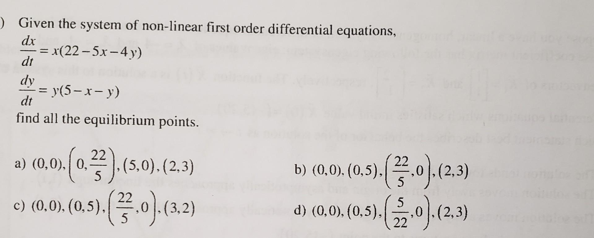 Solved Given the system of non-linear first order | Chegg.com