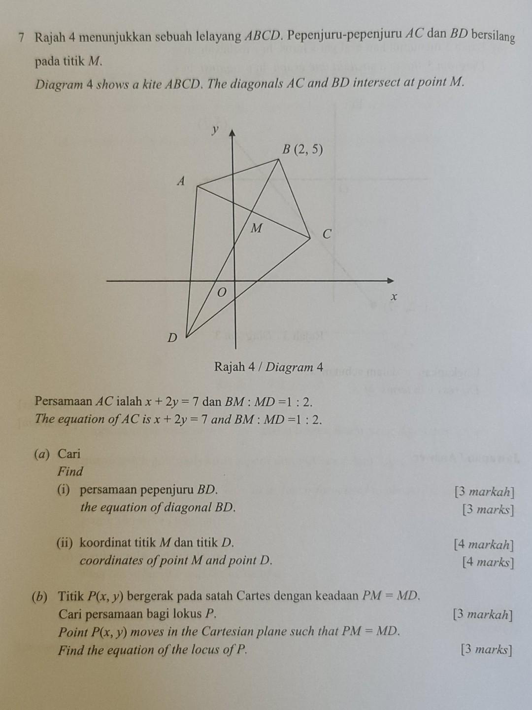 Solved 7 Rajah 4 menunjukkan sebuah lelayang ABCD. | Chegg.com