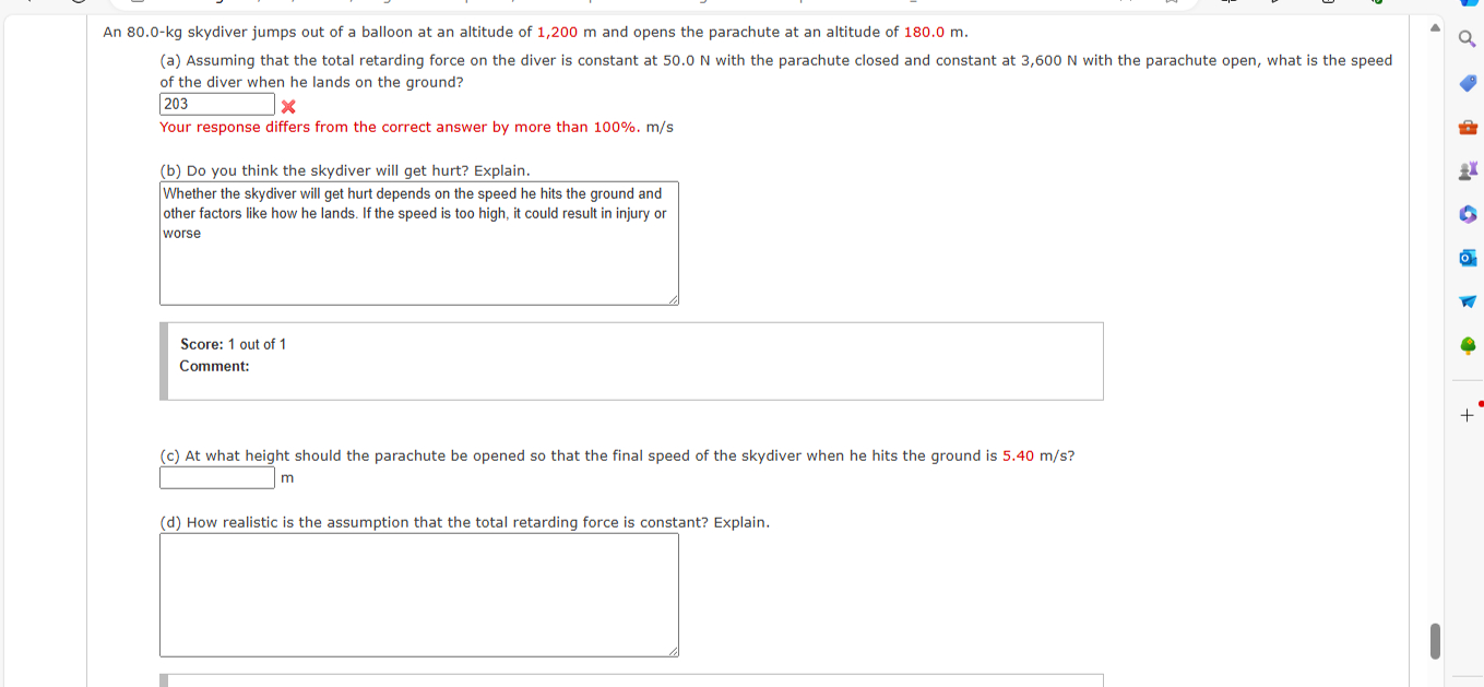 Solved An 80.0-kg Skydiver Jumps Out Of A Balloon At An | Chegg.com