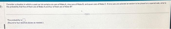 Solved Consider a situation in which a used-cat lof contains | Chegg.com