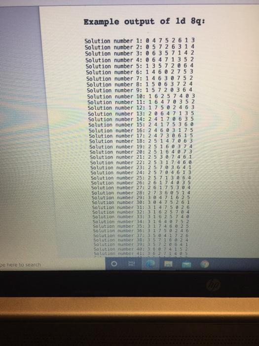 Solved Project 1: 1 1 Dimension of 8 queens problem Write a | Chegg.com