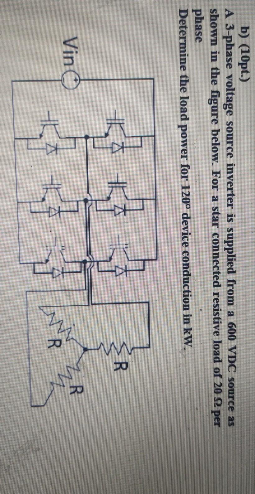 Solved b) (10pt.) A 3-phase voltage source inverter is | Chegg.com