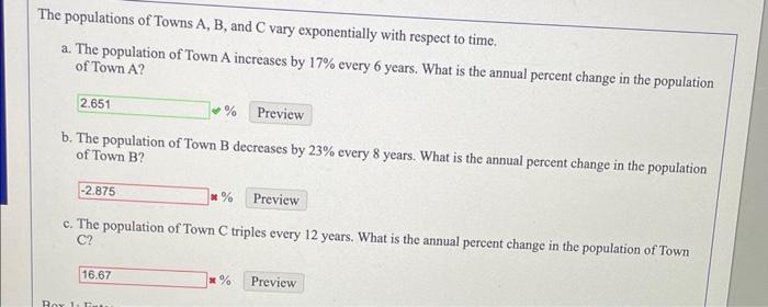 Solved The Populations Of Towns A,B, And C Vary | Chegg.com