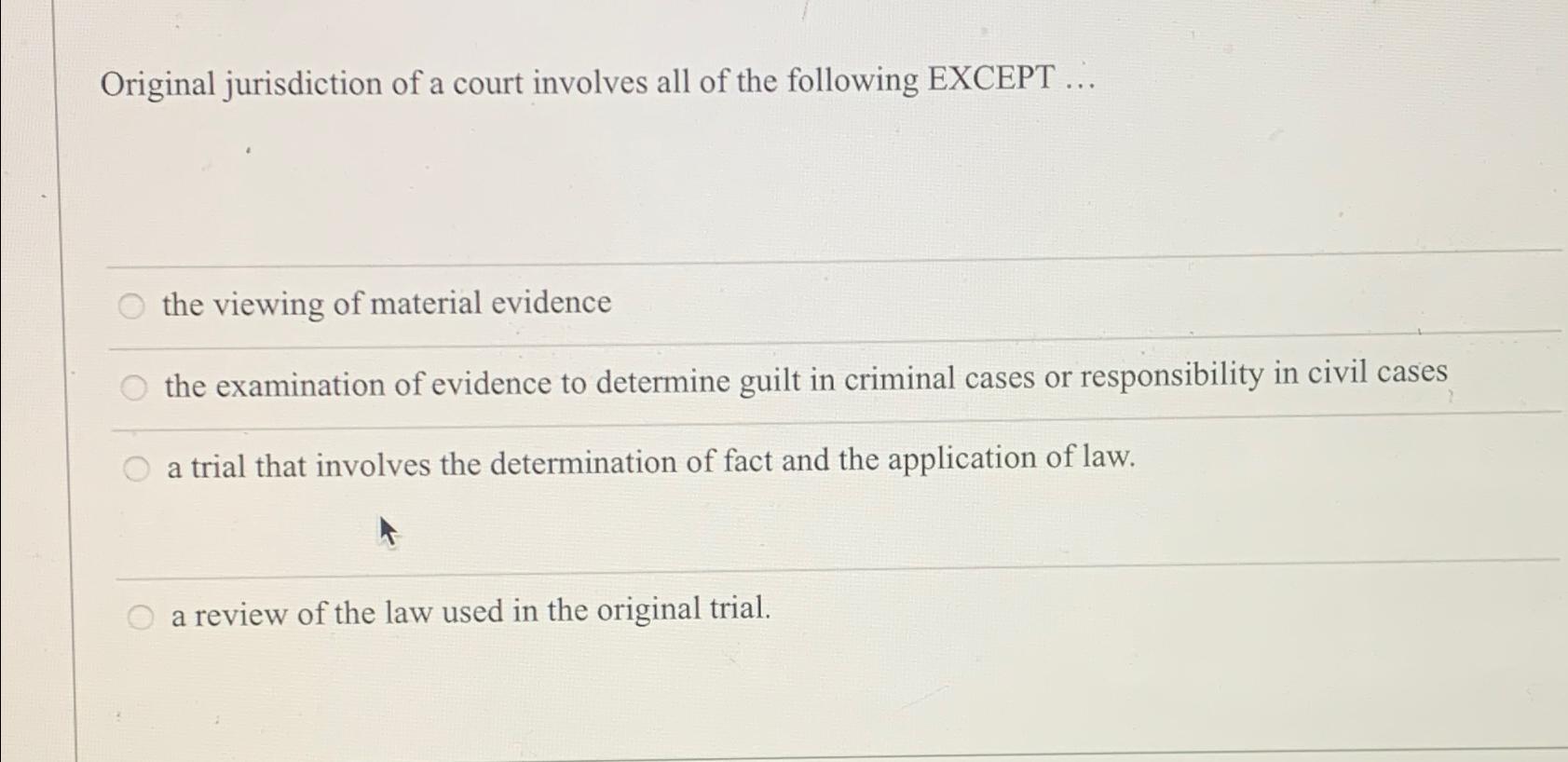 Original jurisdiction outlet example