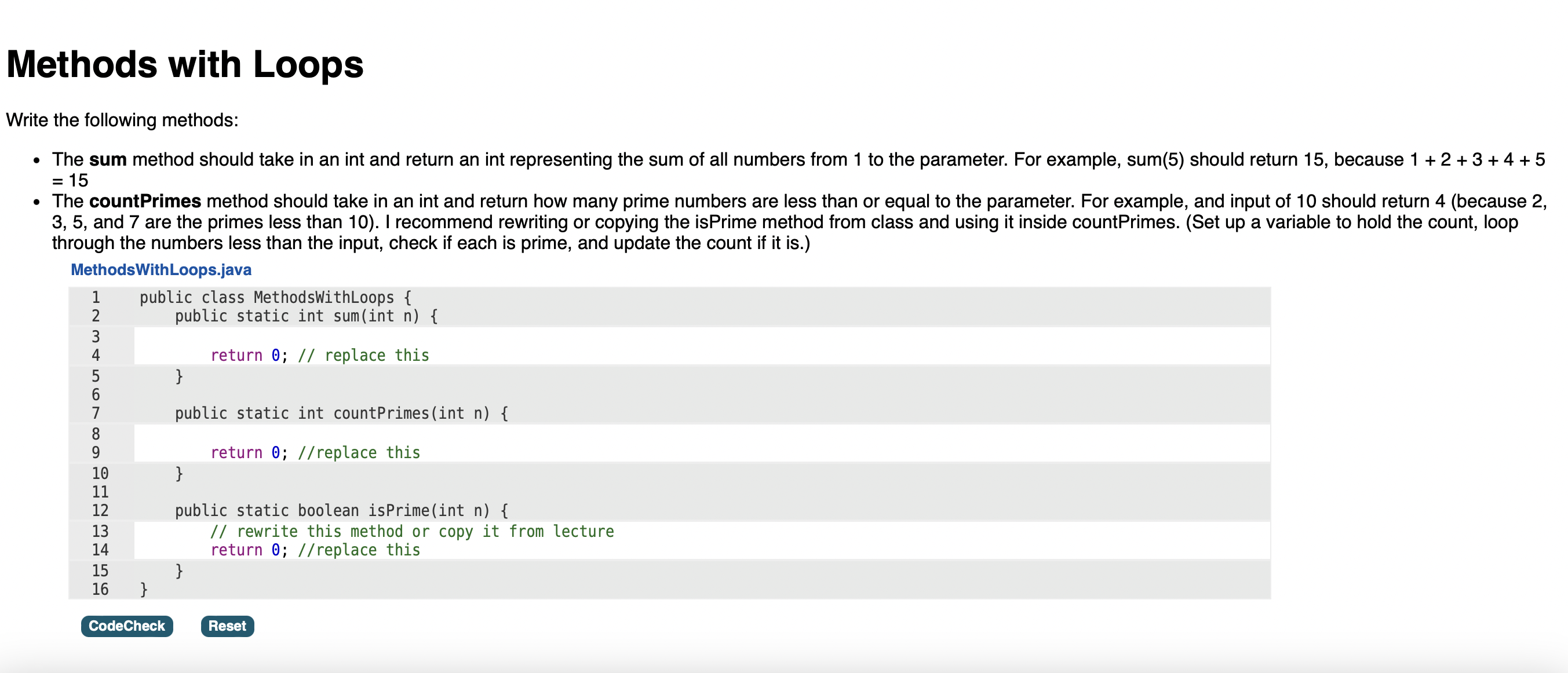 Solved Write the following methods: The sum method should | Chegg.com