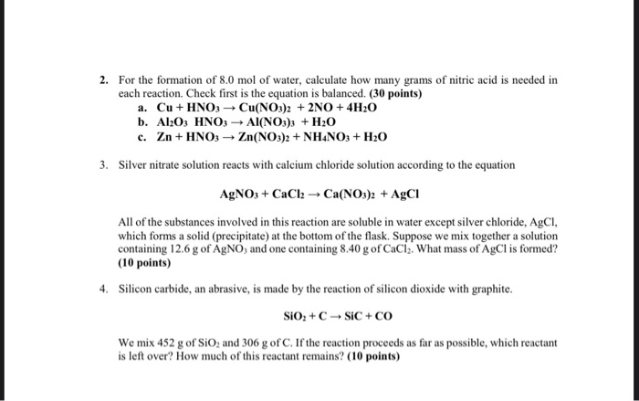 Solved B. Chemical Reactions 1. Write the balanced chemical | Chegg.com