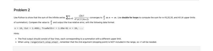 Solved Use Python to show that the sum of the infinite | Chegg.com
