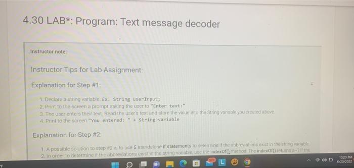 Solved 4.30 LAB*: Program: Text message decoder Instructor | Chegg.com