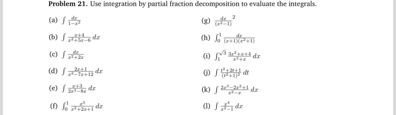 Problem 21 ﻿use Integration By Partial Fraction