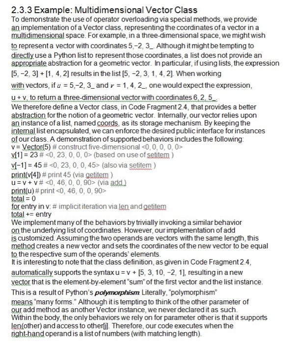 2.3.3 Example: Multidimensional Vector Class To | Chegg.com