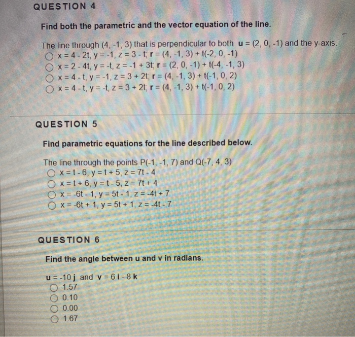 Solved Question 4 Find Both The Parametric And The Vector Chegg Com