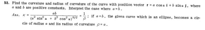 Solved 52. Find The Curvature And Radius Of Curvature Of The | Chegg.com