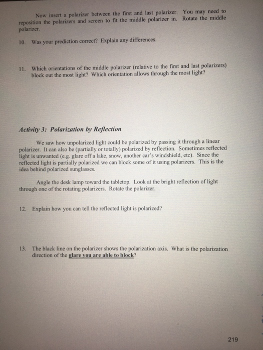 Solved Lab 5 - Properties of Light Part 1: Polarization | Chegg.com