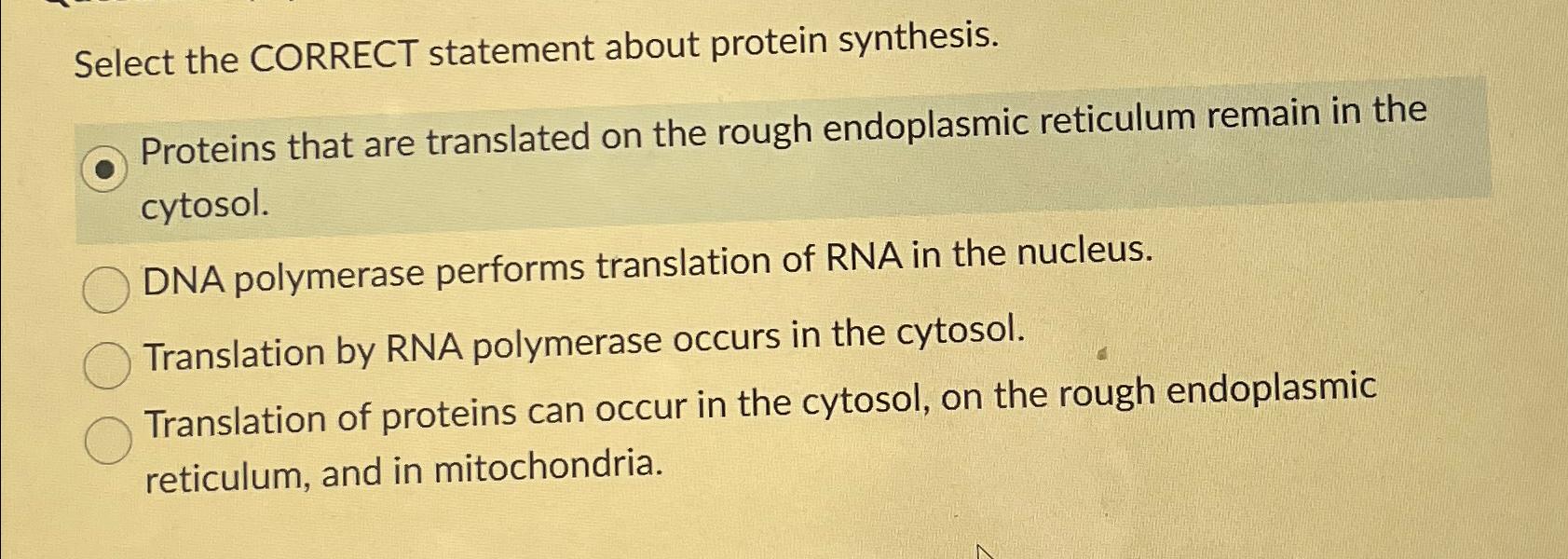 Solved Select the CORRECT statement about protein | Chegg.com