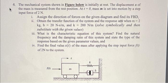 Solved 4. The mechanical system shown in Figure below is | Chegg.com