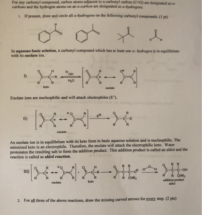 Solved For Any Carbonyl Compound, Carbon Atoms Adjacent To A | Chegg.com