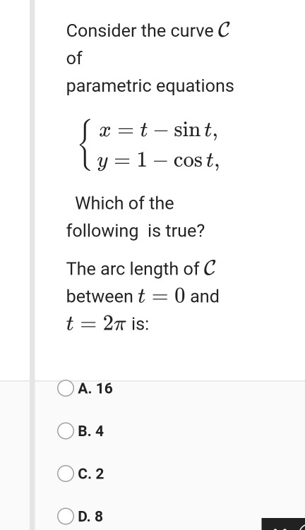 Solved Consider The Curve C Of Parametric Equations S X Chegg Com