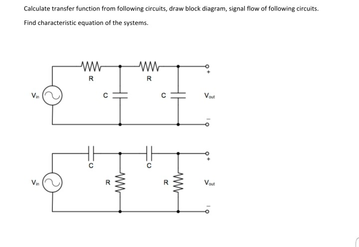 Solved Calculate transfer function from following circuits, | Chegg.com