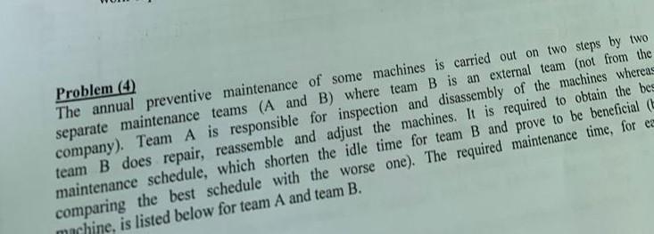 Solved Problem (4) The Annual Preventive Maintenance Of Some | Chegg.com