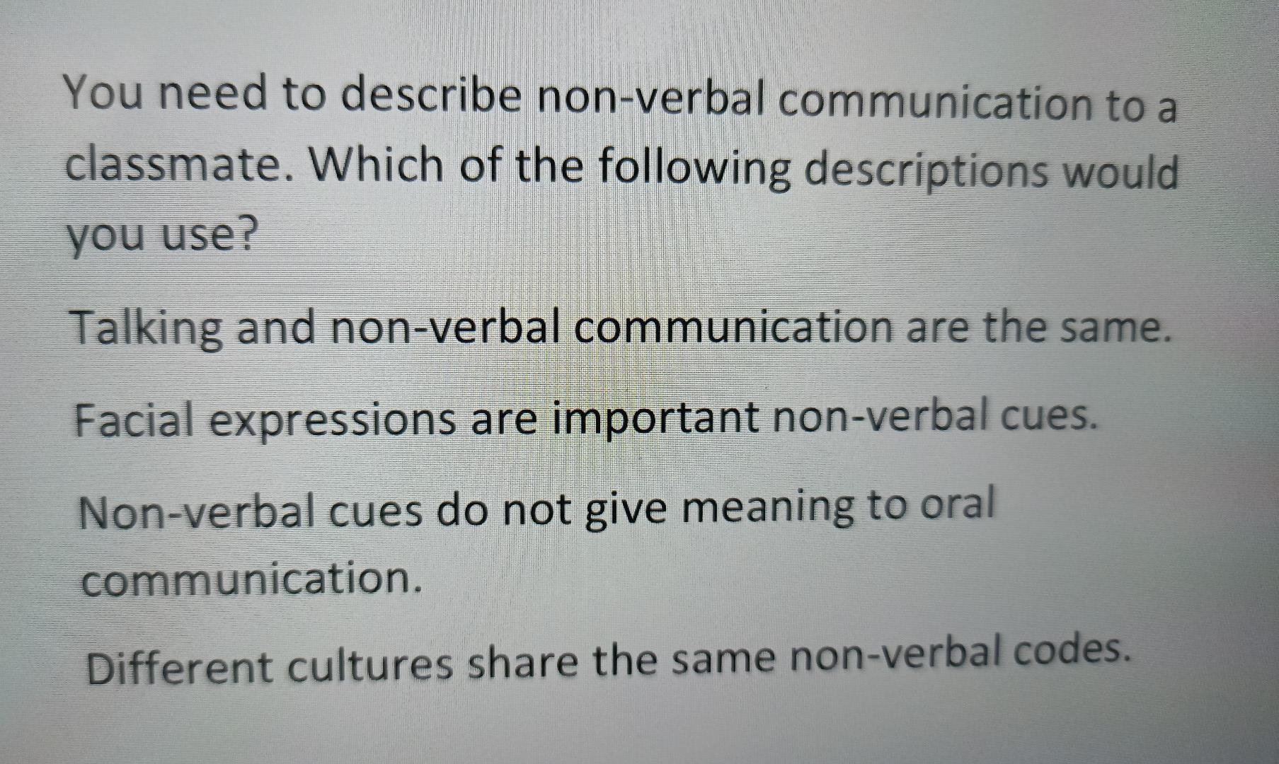 You need to describe non-verbal communication to a | Chegg.com