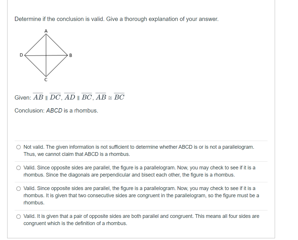 Determine If The Conclusion Is Valid. Give A Thorough | Chegg.com ...