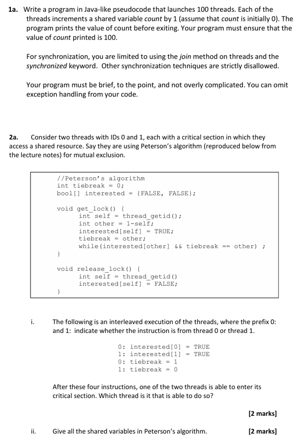 Solved 1a. ﻿Write a program in Java-like pseudocode that | Chegg.com