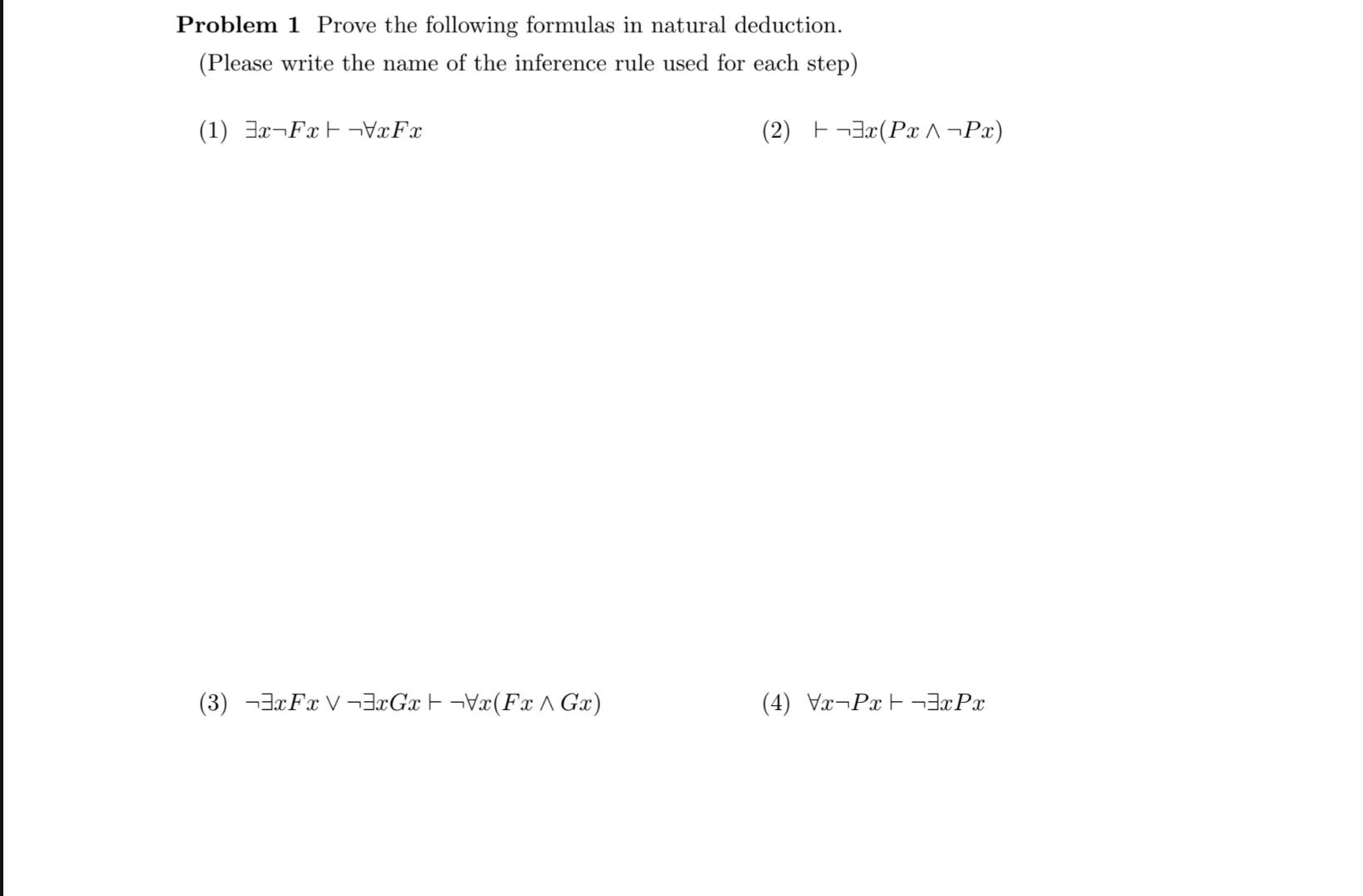 Solved Problem 1 Prove the following formulas in natural | Chegg.com