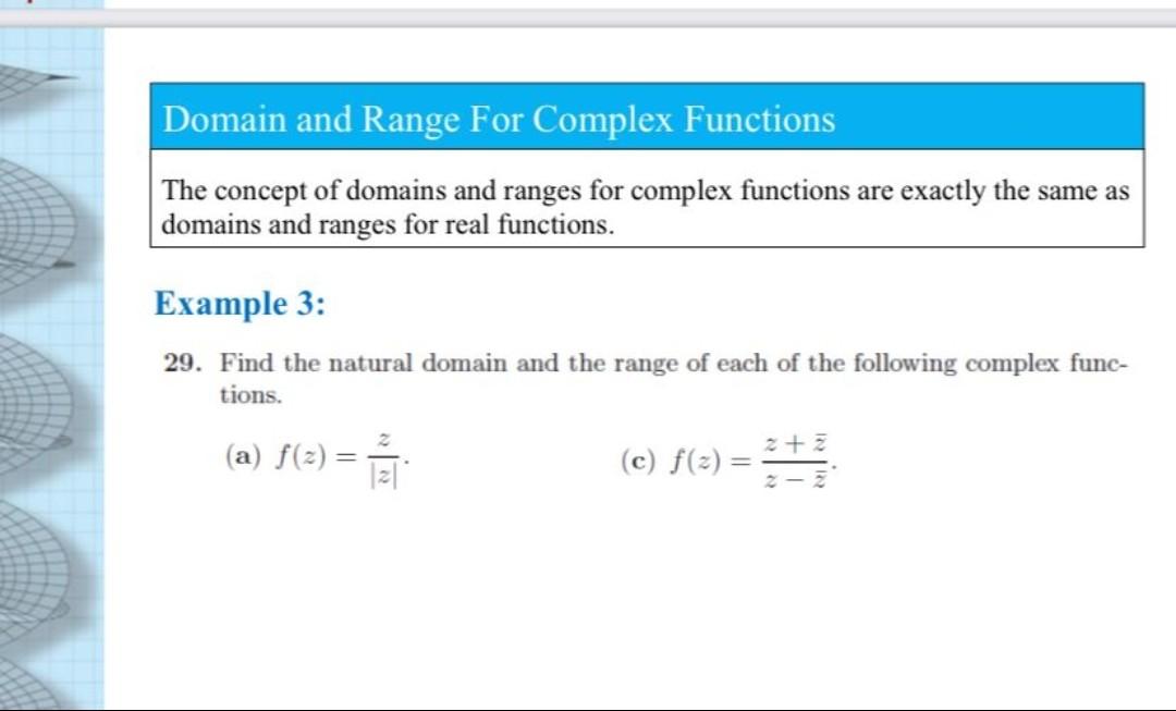 how to find domain and range of complex functions