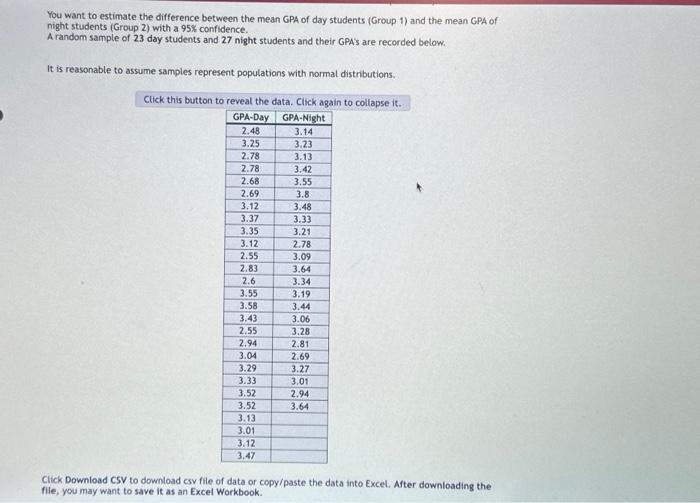 Solved You want to estimate the difference between the mean | Chegg.com