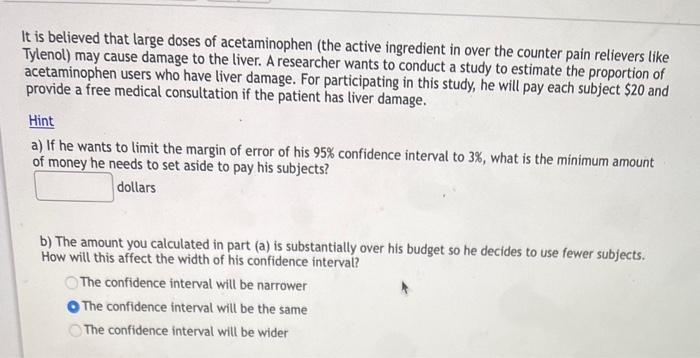 Solved It Is Believed That Large Doses Of Acetaminophen The Chegg Com   Image