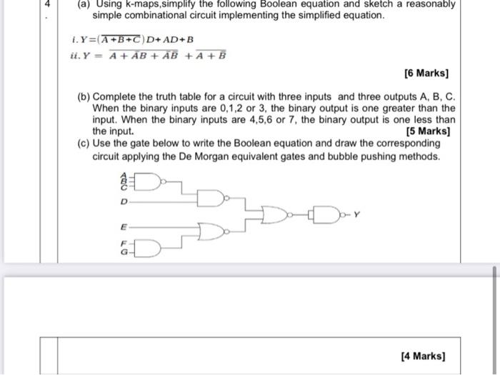 Solved (a) Using k-maps, simplify the following Boolean | Chegg.com