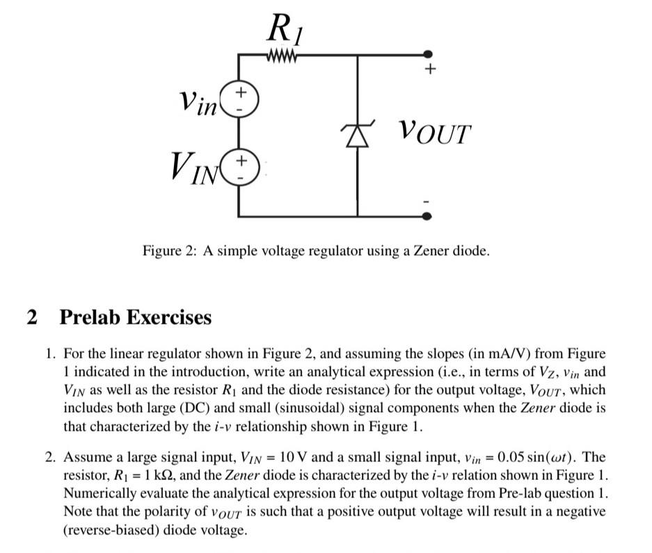 Solved Figure 2: A Simple Voltage Regulator Using A Zener | Chegg.com