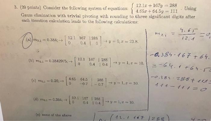 Solved 3. (20 points) Consider the following system of | Chegg.com