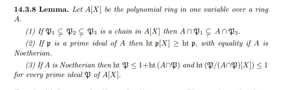 14 3 8 Lemma Let A X Be The Polynomial Ring In One Chegg Com